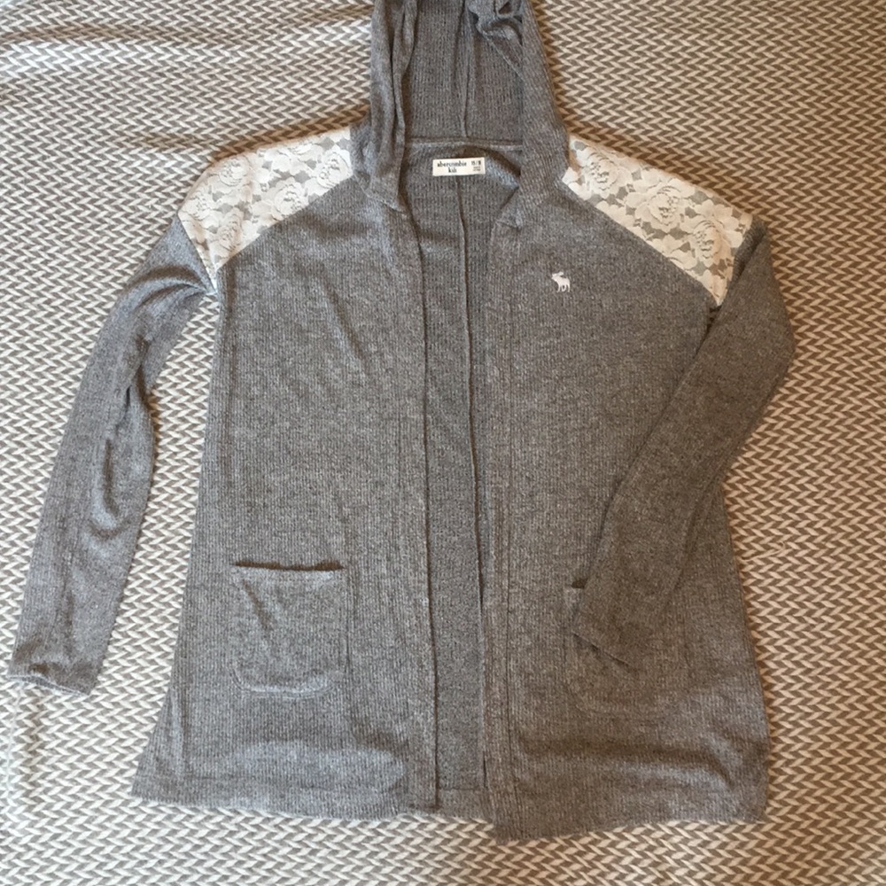 lace shoulder abercrombie kids hooded cardigan